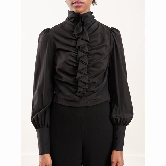 Zimmermann Tops - Zimmermann Espionage Cinched Silk Black Long Sleeve Blouse